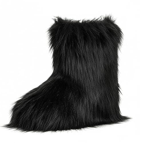 CEPEPRIN Women's Faux Fur Boots Furry Fuzzy Snow Boots Fluffy Winter Boot Warm Comfortable Mid-Calf Boot thumbnail 3