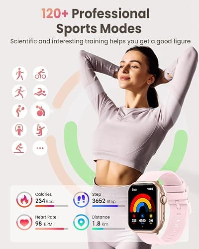 Smart Watch for Women Men Fitness: Smart Watch for iPhone&Android Bluetooth Call with SpO2 Sleep Heart Rate Monitor,IP68,Fitness Tracker with 120+Sport,Reloj Inteligente 30 Day+Battery Life, 2 Bands thumbnail 3