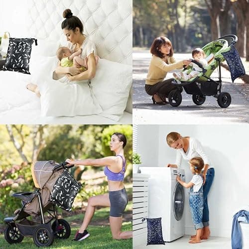 2 Pcs Waterproof Reusable Wet Dry Bag for Diaper Baby Cloth Gym Clothes Washable Travel Bags for Beach Pool Swimsuits Pockets with Two Zippered Dirty Diapers Stroller Yoga Toiletries Daycare Organizer thumbnail 7