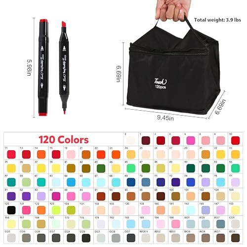 Hyrrt 120 Colors Dual Tips Alcohol Markers, Art Markers Pens with Pen Holder, Permanent Sketch Markers Set for Kids Adults Coloring,Painting, Sketching, Illustrations thumbnail 3