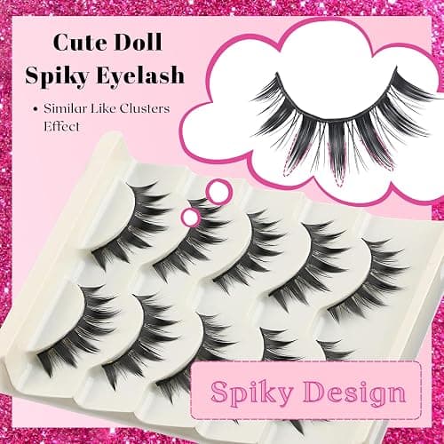 5 Pairs Cosplay Manga Lashes 3D Little Devil Spiky Eyelash Cute Doll Anime Lashes Japanese Style Makeup Eyelashes Natural Look Halloween Lash Beauty Extension Tools thumbnail 4