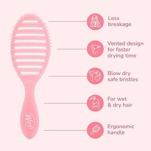 Wet Brush Speed Dry Hair Brush, Pink Drink (Summer Quencher) - Vented Design & Soft HeatFlex Bristles Are Blow Dry Safe - Ergonomic Handle Manages Tangles - Pain-Free Hair Accessories thumbnail 4