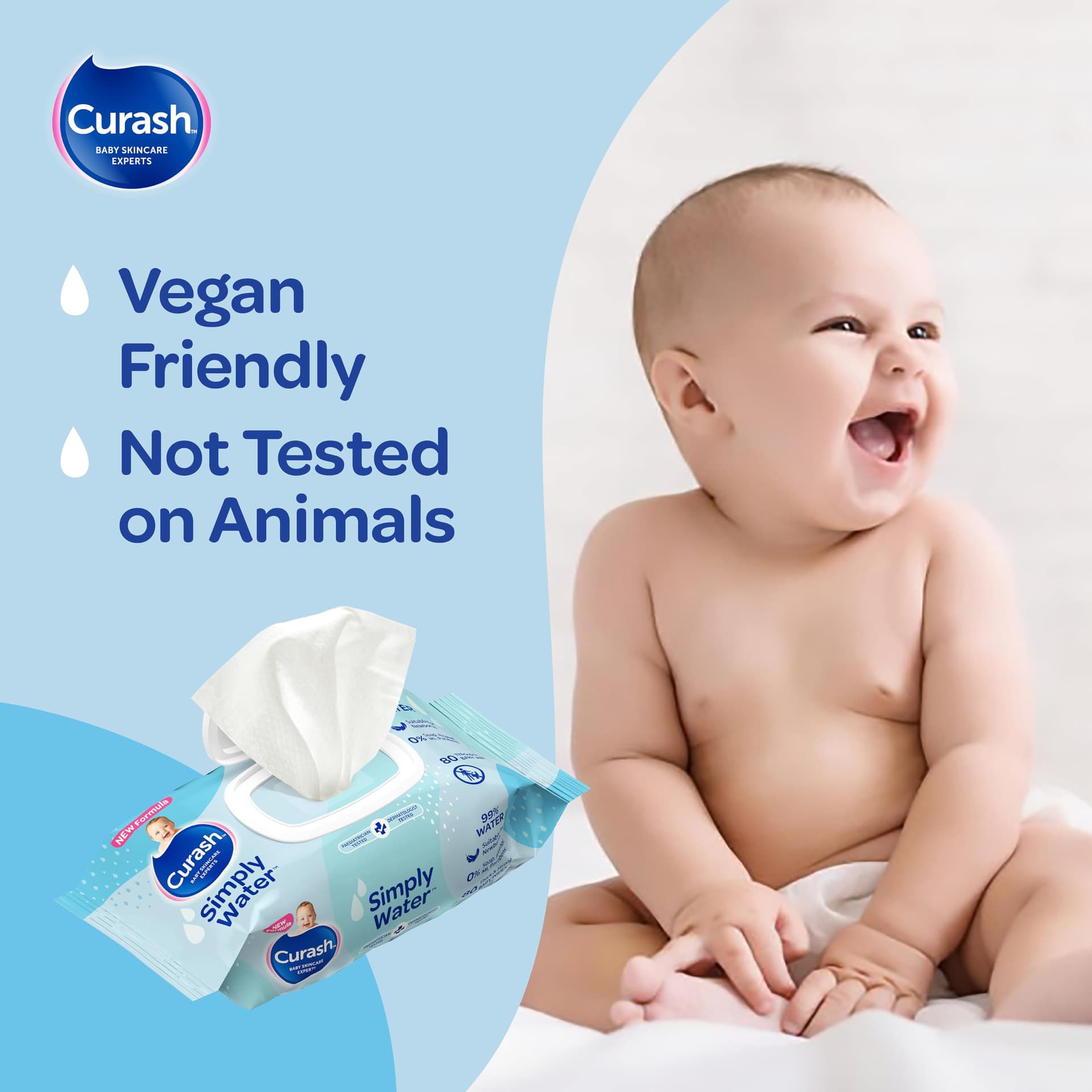 New Formula Curash Simply Water Baby Wipes, 8x80 Pack, Suitable for Newborns, 99% Purified Water, No Soap, Alcohol or Parabens, Thick & Soft Texture, Everyday Cleansing and Nappy Changes, 640 Wipes thumbnail 10