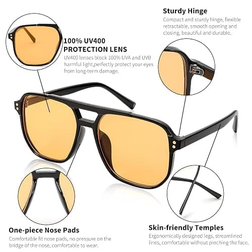 FEISEDY Retro Square Aviator Sunglasses Women Men 70s Vintage Trendy Plastic Frame Sun Glasses B2835 thumbnail 5