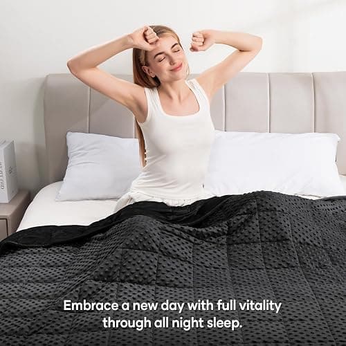 Wemore Minky Dot Weighted Blanket for Adults Twin Size 15 lb, Soft Heavy Blanket for Stress Relief and Sleep Promotion, Breathable Blanket for All-Season with Glass Beads, Black 60 x 80 inches thumbnail 5