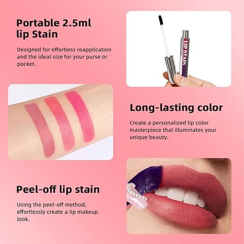 Dulele 3PCS Lip Liner Stain, Peel Off Lip Liner Tattoo, Natural Long Lasting Lip Stain Peel Off, Nude Pink Matte Finish Lip Gloss for All Skin Types thumbnail 4