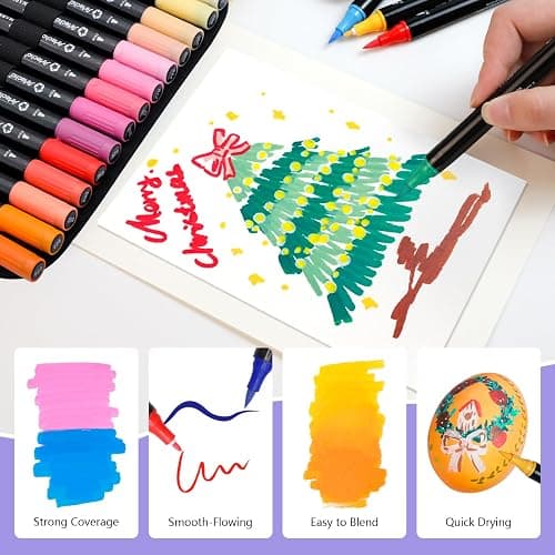 Artecho Acrylic Paint Markers 72 Colors with Bag（ Brush Tip and Fine Tip ） | Ideal for Rock Painting, Stone, Wood, Paper, Canvas, Ceramic, Glass, Fabric & DIY Crafts thumbnail 4