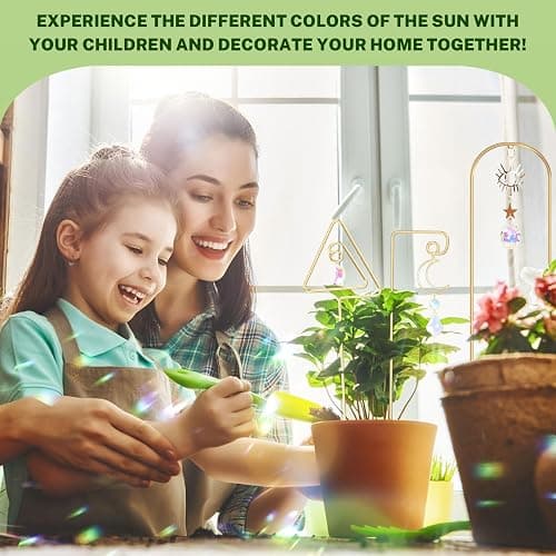 WellSign Small Trellis for Potted Plants Indoor with Colorful Crystal Sun Catcher, 14.17 Inch Metal Plant Lattice for Mini Potted Plant Decoration for Home Window Garden 4 Pack thumbnail 7