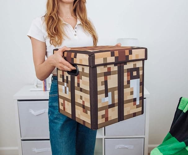 Minecraft Crafting Table 13-Inch Storage Bin Chest With Lid | Foldable Fabric Basket Container, Cube Organizer With Handles, Cubby For Shelves, Closet | Home Decor Essentials, Video Game Gifts thumbnail 2