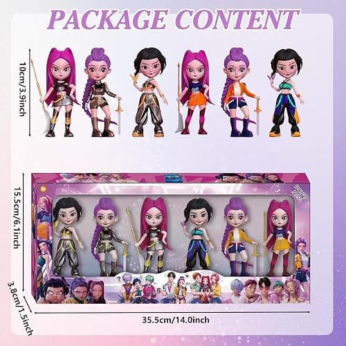 Metaparty K-pop De-mon Hunters Figures, Toy Model Set for Hunters Fans Birthday Desktop Gifts, Huntr Figure Desktop Decorations Birthday Party Supplies (C3-6Pcs) thumbnail 3