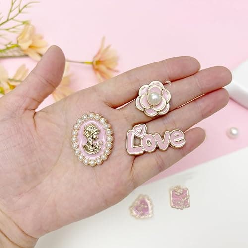 Bling Shoe Charms for Women, Sparkle Rhinestones Shoe Decoration Charms, Girly Shoe Chains for Clog Sandals, DIY Shoe Accessories for Party Favor - Light Pink thumbnail 5
