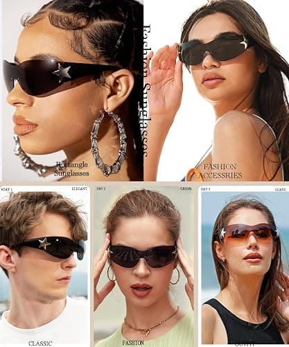 Dollger Trendy Y2K Sunglasses Women Men Wrap Around Rimless Sunglasses Cyber Y2k Fashion 2000 Glasses Shield thumbnail 2