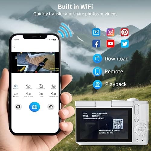 16X Zoom 4K Digital Camera for Photography and Video, Point and Shoot Digital Cameras with Flip Screen, Small Digital Camera with Wifi and Bluetooth, Vlogging Camera for Youtube Video Recording(White) thumbnail 7