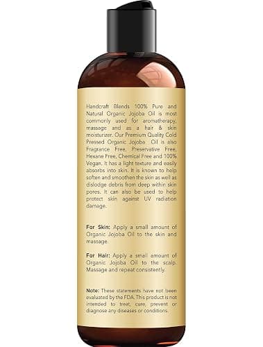 Handcraft Blends USDA Organic Jojoba Oil - Cold-Pressed 236 ml - 100% Pure and Natural - Premium Grade Carrier Oil for Skin and Hair - Hair and Body - Hexane-Free thumbnail 2