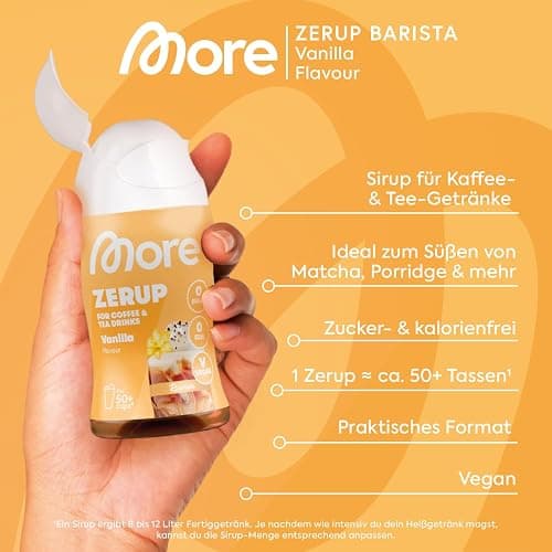 MORE Barista Zerup, Vanilla, 65 ml, für Kaffee, Tee und Heißgetränke, vegan, zero Kalorien - made in Germany thumbnail 4