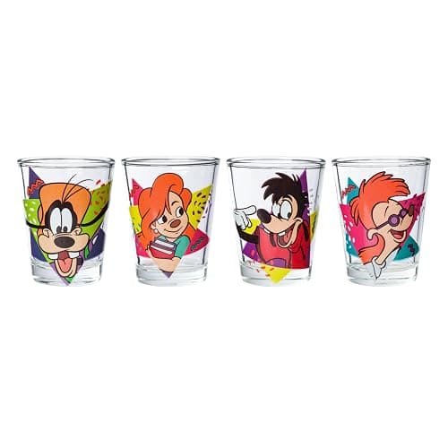 Silver Buffalo Disney A Goofy Movie Featuring Goofy, Max Goof, Roxanne and Bobby Zimuruski 4 Pack Mini Glass Set, 1.5 ounces thumbnail 3