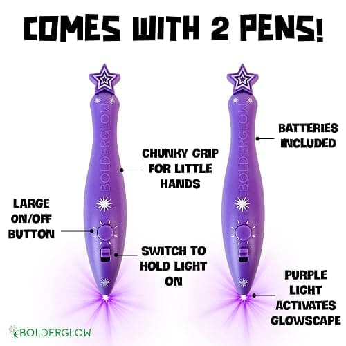 Bolderglow Glowscape - Light Reactive Drawing Surface 36 x 24 inches Super Bright Glow Effect with 2 Included Purple-Light LED Pens thumbnail 4
