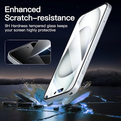 NEW'C 3 Pack Privacy for iPhone 16, iPhone 15 Screen Protector (6.1 inches), Anti-Spy Tempered Glass Film,Enhanced 28-Degree Privacy Angle with easy installation tool included thumbnail 6