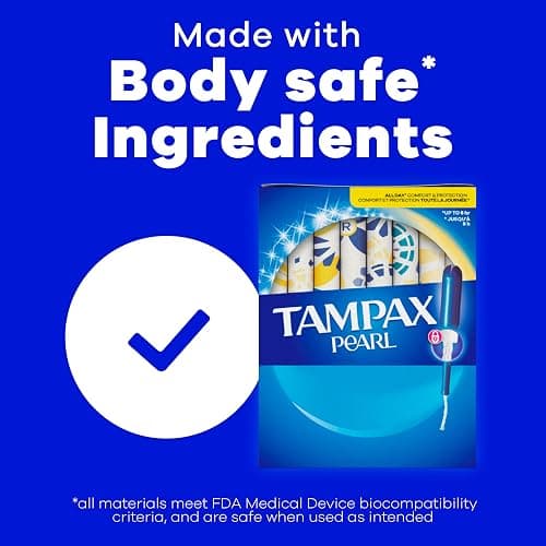 Tampax Pearl Tampons Tampons with Leak-Proof Braid, Lightweight/Regular/Super Absorbent, Unscented (Pack of 64) thumbnail 6