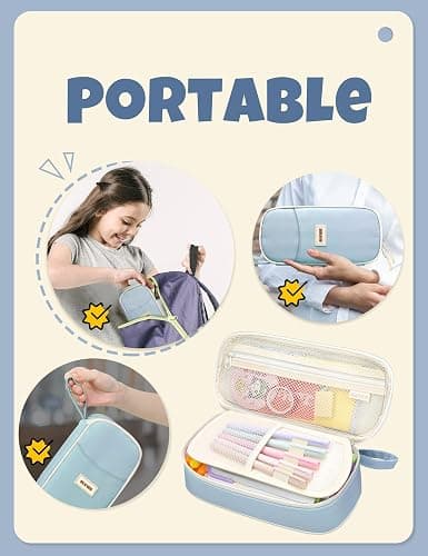 SUNEE Cute Pencil Case, Aesthetic Pen Pouch, Colored Large Pencil Bag with Zipper, Kawaii Stationery Storage and Organizer, School Supplies for Teen and Adult Girls, Blue thumbnail 7