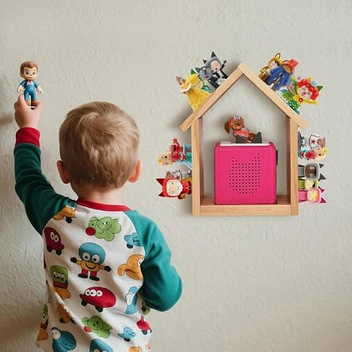for Tonies Shelf, Compatible with Toniesbox 1 and Toniesbox 2 Tonies Magentic Wall Shelf for Creative Tonies Figures 12-40 Characters Wooden Tonie Storage Shelves for Kids Play Room(House Shape) thumbnail 5