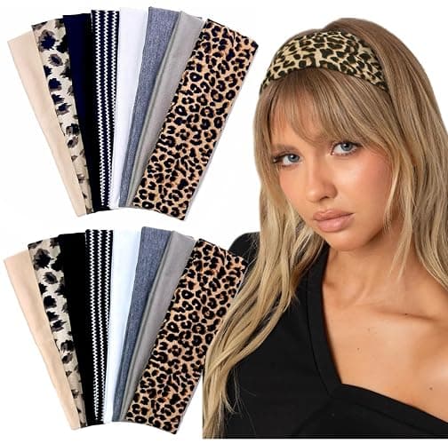 Huachi Headbands for Women Non Slip 16 Pack Trendy Women Headbands Cheetah Print, Elastic Hair Bands Soft Cloth Fabric Fashion Hair Accessories - Image 1