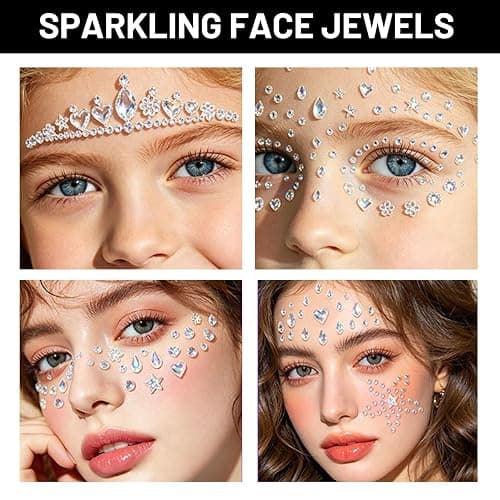 Glamoreal 1642Pcs strass auto-adhésifs pour visage et yeux – 6 designs pour cheveux et corps ; à coller pour maquillage femme, nail art, bricolage DIY et décorations de festival thumbnail 7