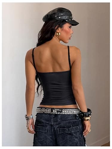 SOLY HUX Women's Gothic Graphic Cami Crop Tops Y2k Skull Print Spaghetti Strap Going Out Summer Camisole thumbnail 2