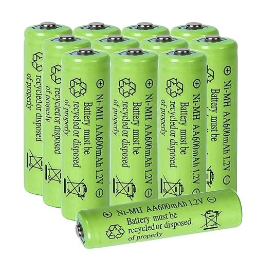 12 Packs 1.2V AA 600mAh Ni-MH Rechargeable Batteries Low Self Discharge for Outdoor Garden Solar Light Lamp - Image 1