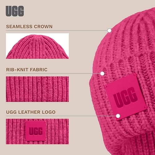 UGG Women's Chunky Rib Beanie with UGG Logo thumbnail 6