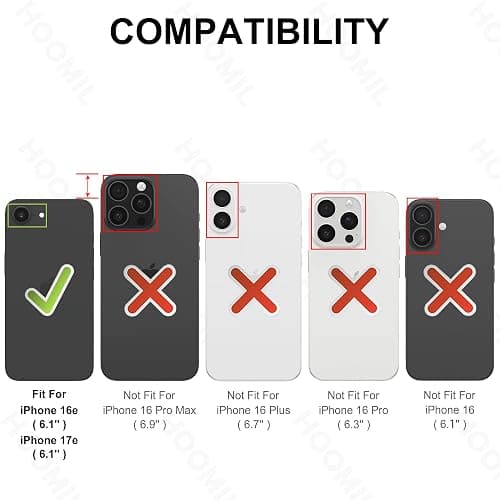 HOOMIL Case for iPhone 16e and iPhone 17e 6.1-Inch, Non-Yellowing, Drop Protection, Anti-Scratch Transparent Hard Back Phone Cover - Crystal Clear thumbnail 2