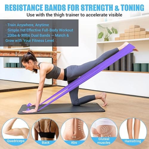 Thigh Trainer for Women, 15-80LB Adjustable Resistance with Resistance Band | Inner Thigh Exerciser for Pelvic Floor Muscle, Shaping, Yoga & Home Fitness, Includes a Storage Pouch and Training Manual thumbnail 6