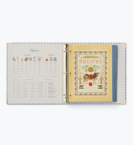RIFLE PAPER CO. Home Sweet Home Recipe Binder w/Metallic Gold Foil Accents | 1" 3-Ring Binder, Holds 175 Pages, 16 Tabbed Dividers, Double-Sided Pocket Folder, Adhesive Labels, 10 Recipe Sleeves thumbnail 5