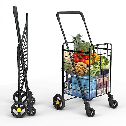 Our Modern Space Shopping Cart & Large 360° Swivel Wheels | Foldable Collapsible & Lightweight | Perfect for Groceries Laundry Utility Cart - Black - Image 1