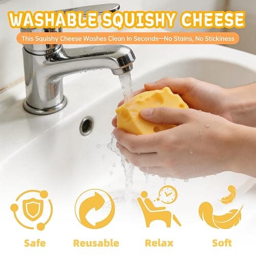 2 Inch Cheese Squishy, Snaps Back Quickly & Non-Sticky Anxiety Relief Toy, Improving Focus, Ideal Sensory Melters for Desk Decor & Stocking Stuffers, Perfect for Office, Home, or School (1, Yellow) thumbnail 6
