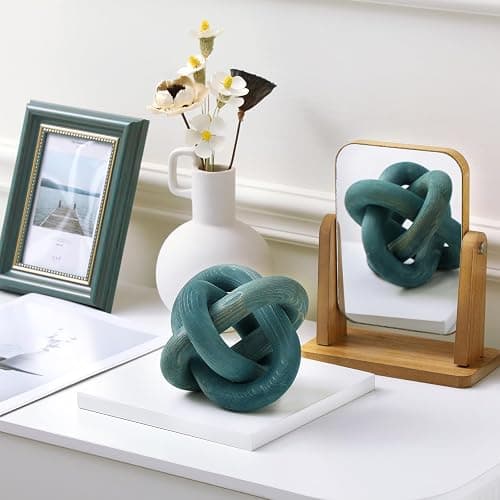 Yalikop 3 Link Wood Knot Decor Rustic Home Décor Accents Hand Carved Coffee Table Decoration, Boho Chain Link Decoration, Modern Shelf, Rustic Objects for Home Living Room Bedroom(Blue) thumbnail 6