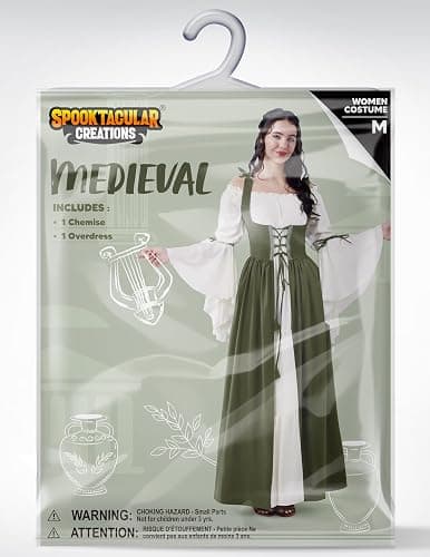 Spooktacular Creations Halloween Renaissance Costume Women, Renaissance Corset Dress, Plus Size Medieval Chemise for Cosplay thumbnail 6