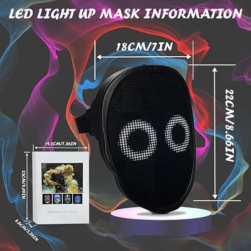 Depointer Life Led Mask with Rechargeable Bluetooth-compatible App Controlled, Customizable Shining Mask, Lighted Face Transforming Mask, unisex-Adult - Rechargeable thumbnail 2