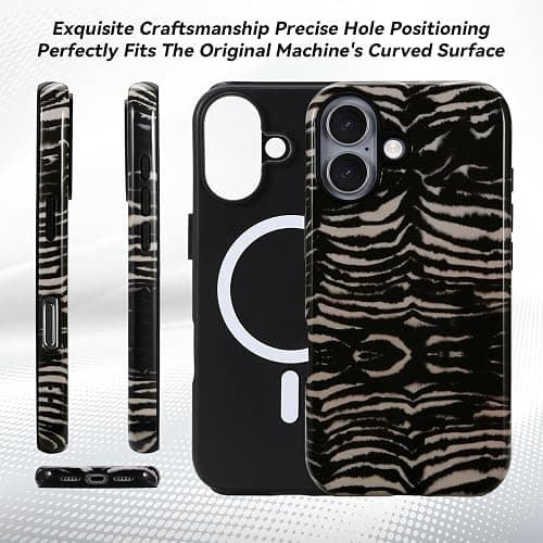 Fourmor for iPhone 16 Case - Wireless Charging for MagSafe, Dual-Layer Design (Outer Hard PC Shell + Inner Soft TPU Shell), Unisex Shockproof Protective Case - Tiger Stripe Pattern. thumbnail 6