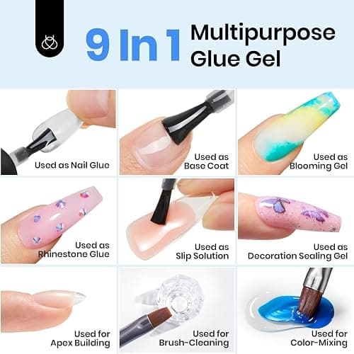 beetles Gel Polish 9 in 1 Gel Nail Glue for Clear Acrylic Nails Tips, Long Lasting Super Strong Brush Nail Glue for Fake Nails, Base Blooming Nail Gel, New Safe Formula, U V Light Cure thumbnail 2