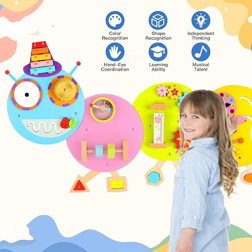 Caterpillar Activity Wall Panels for Toddler: Sensory Wall Toy 12 Activities - Wall Mounted Toy Busy Board Decor for Bedrooms Toddler Activity Center Daycares - Montessori Educational Toy for Kids thumbnail 5