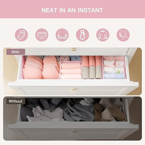 Criusia Drawer Organizer Clothes, 10 Pack Dresser Organizer for Baby Clothes, Underwear, Sock- Foldable Closet Organization and Storage Dividers Bins for Nursery, Bedroom (Pink) thumbnail 4