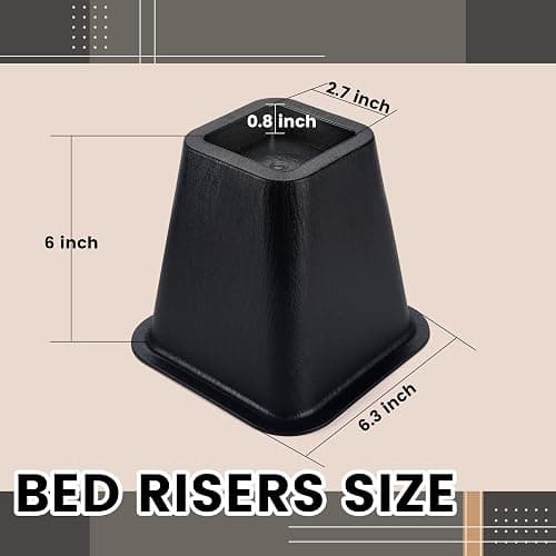 BTSD-home Bed Risers 6 Inch Furniture Risers for College Dorm Bed Sofa Table Couch Chair Bed Raisers Blocks 4 Pack Black - 4 pack - 6 Inch thumbnail 2