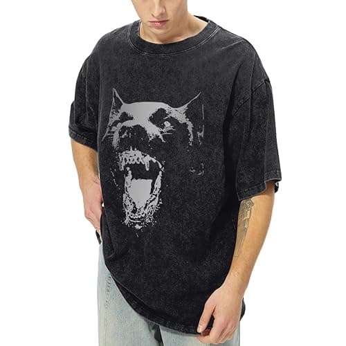 Qiqilyly Men's Oversized Graphic Tees Streetwear Vintage Tshirts for Men Acid Wash Tshirt Aesthetic Unisex Shirts Grunge Tops - Image 1