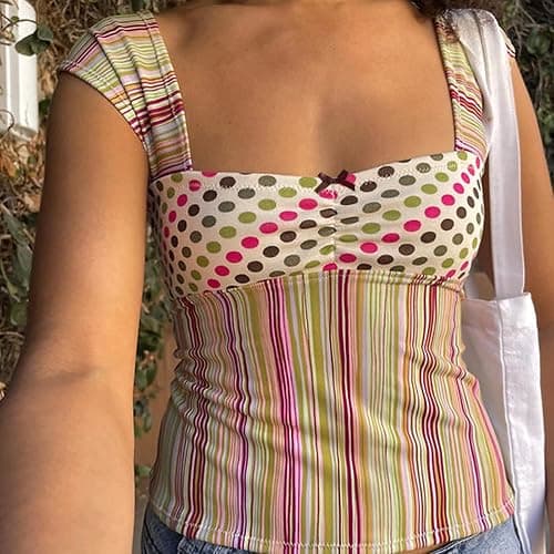 Women Y2k Backless Tank Top Vintage Lace Trim Floral Patchwork Cami Crop Top Summer Party Club Vest 00s Retro Shirt thumbnail 2
