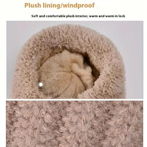 Women's Knitted Hat in Autumn and Winter, 3 in 1 Cold Resistant Hat, Wind-Resistant Scarf Hat Face Mask Hooded Scarf thumbnail 4