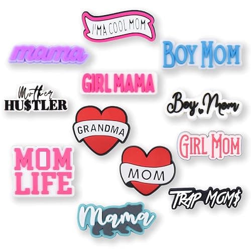 Galiking Mom Shoe Charms Mother 12PCS Grandma Shoes Charms Mommy PVC Mama Cute Clog Pins Mummy Accessories Party Favors Birthday Gifts Holidays Decoration for Boys Women Girls - Image 1