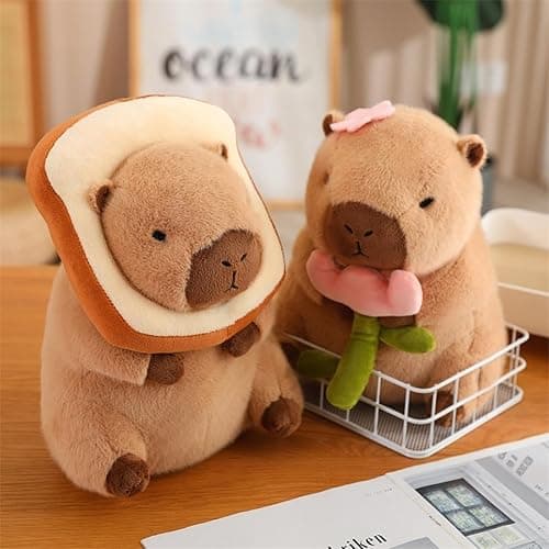Karoeiwa Capybara Plush with Wearable Toast Headgear 11 inch Cute Bread Capibara Stuffed Animal Ultra Soft Plushies Toys Kawaii Gifts for Kids Brown thumbnail 9