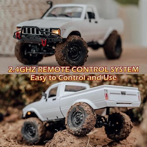 SVERTIBO 1/16 Scale RC Crawler, WPL C24-1 RC Truck RTR 4x4 Off-Road Pick-up Car 2.4GHz Remote Control RC Rock Crawler with Upgraded Battery & LED Lights thumbnail 5