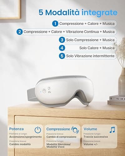 RENPHO Eyeris 1 - Massaggiatore per gli occhi con riscaldamento, Maschera occhi con musica Bluetooth per l'emicrania, Relax e affaticamento occhi, Massaggiatore riscaldato per occhi e viso thumbnail 5